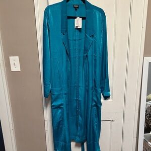 Lularoe Supply Teal Satin Longline Coat